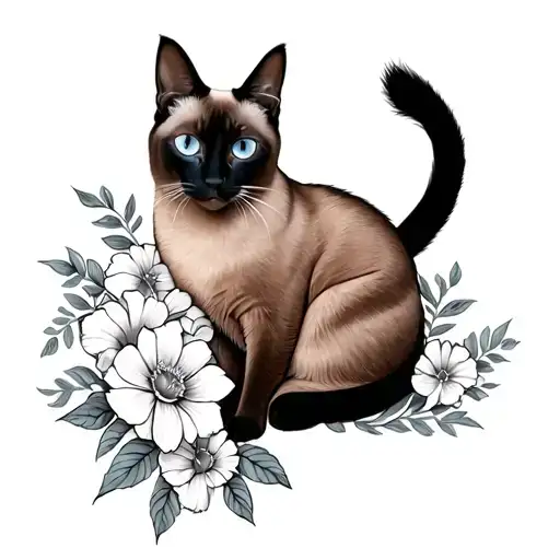 Flowers Siamese Cat