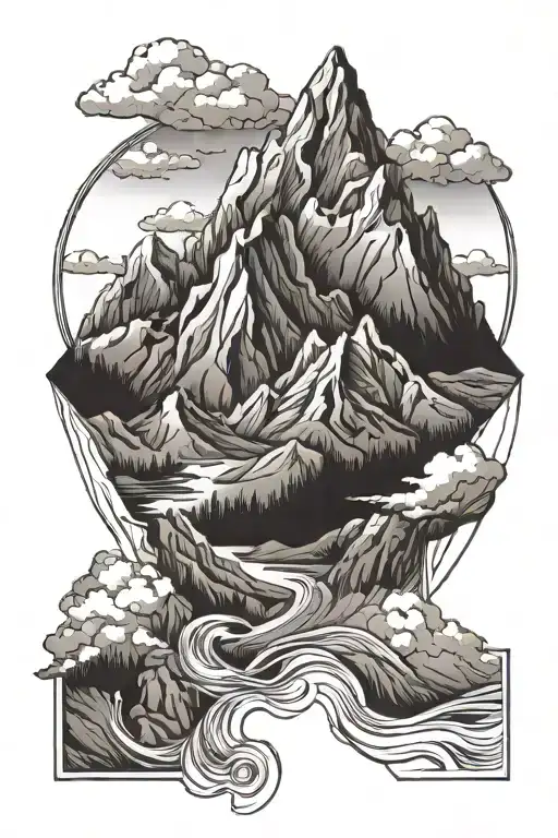 Mountain Province Tattoo Design With Lines