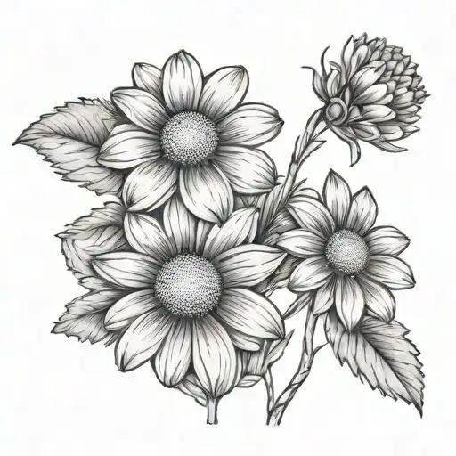 2 Daisy 1 Marigold Flowers