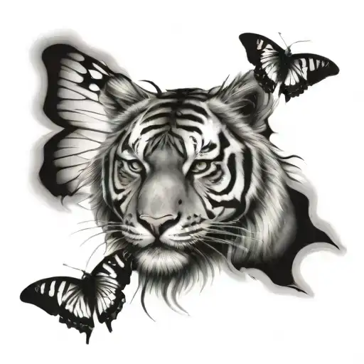 Tiger And Butterfly