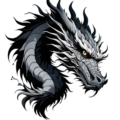 Eastern Dragon Tattoo With The Head Down