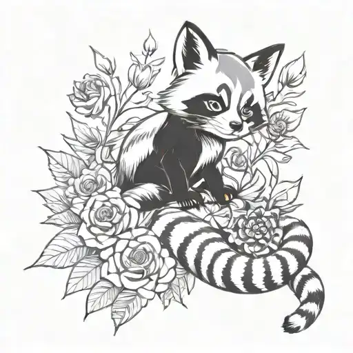 Fairy Sitting On Clove Flower And A Little Red Panda Lies Beneath Her