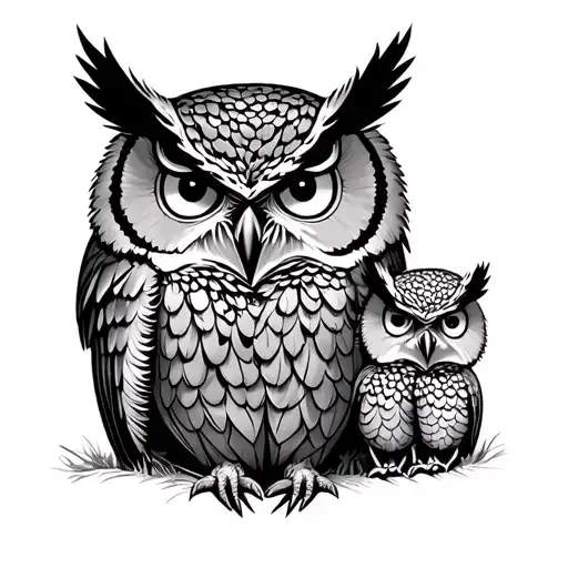 Father Owl Protecting His 2 Babies Mask On An Opp