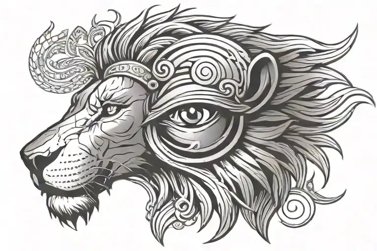 Lion Head With Eye Of Ra Over The Right Eye Symbol Integrated