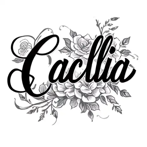 Cursive Writing On A Line Of The Name Cacilia