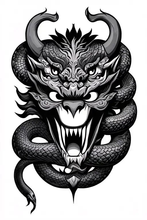 Oni Mask And Snake