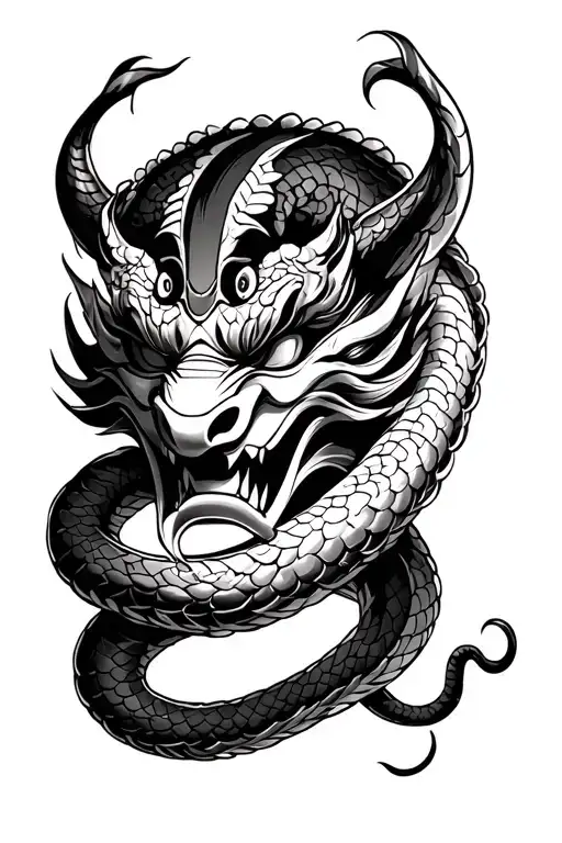 Oni Mask And Snake
