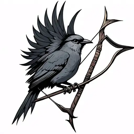 Bow And Arrow With Bird