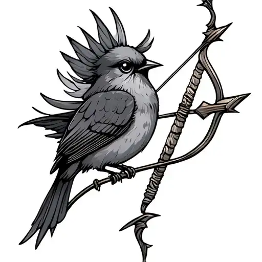 Bow And Arrow With Bird Cute