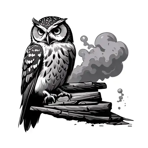 Toxic Gas Owl Perched On A Stack
