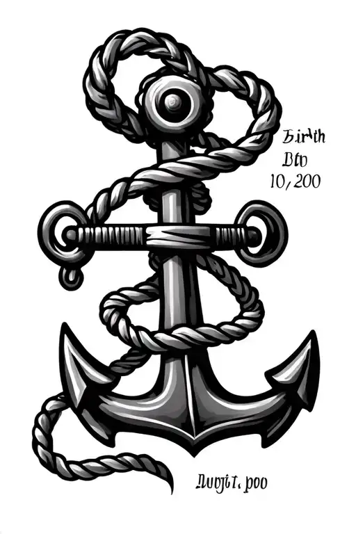 Anchor With Strings And Date Of Birth
