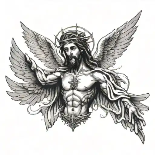 Jesus Cross With Big Angle Wings