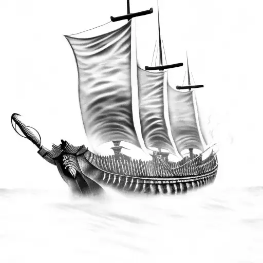 3 Viking Ship On Fire