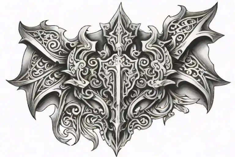 Armor On Chest Tattoo Design