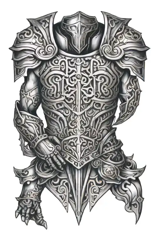Armor On Chest Tattoo Design