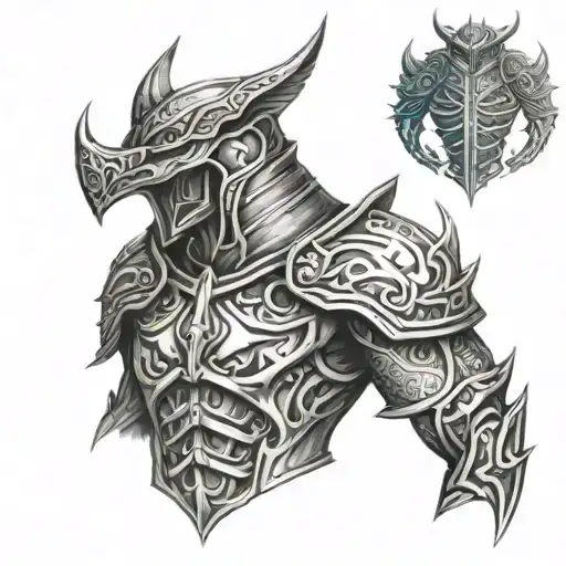Armor On Chest Tattoo Design
