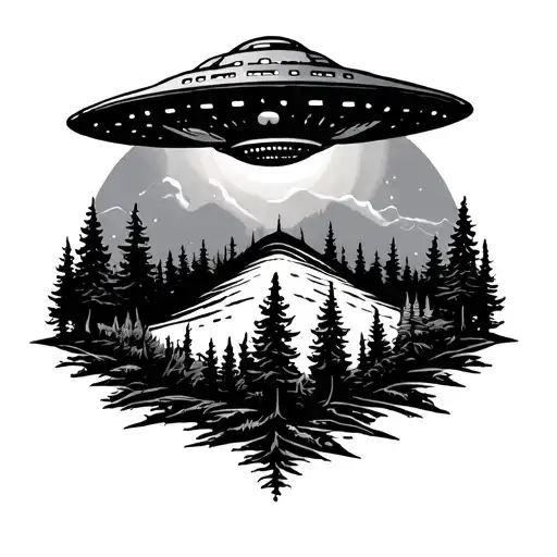 Ufo Flying Over Forest