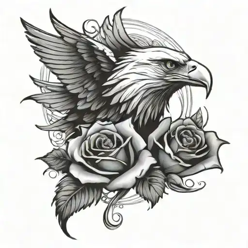 Striving To Greatness Phrase With An Eagle In The Background And A Rose