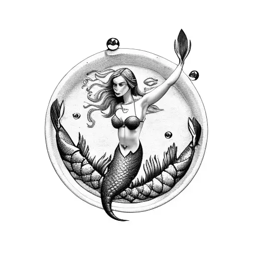 A Majestic Mermaid Holding A Tray Of Delicious Seafood Dishes