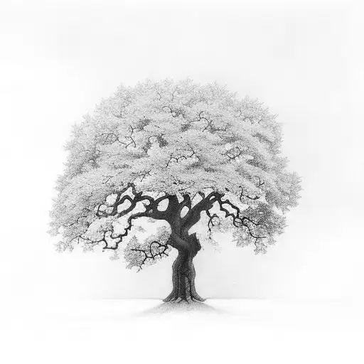 Oak Tree With Roman Numeral Five