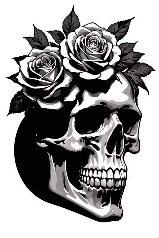 Roses Growing Out Of A Skull