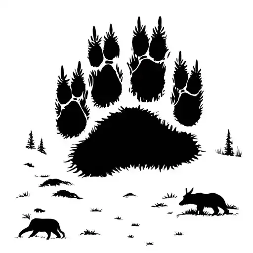 Outdoor Scene Hunting Deer Track And Bear Paw