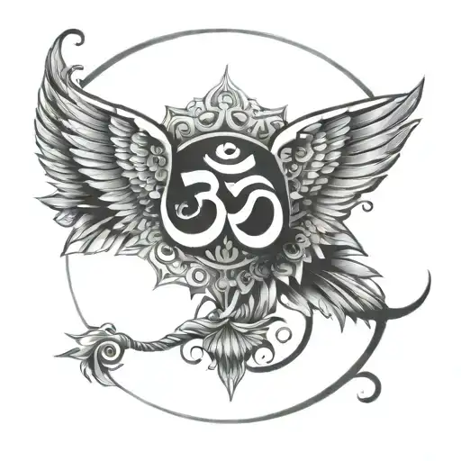 Om Symbol And Wings Spread