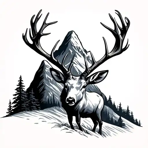 Mountain With Deer Antlers