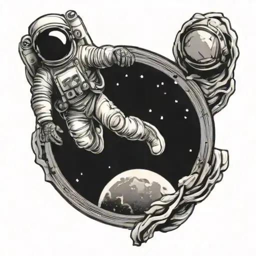 Woodcut Style Astronaut