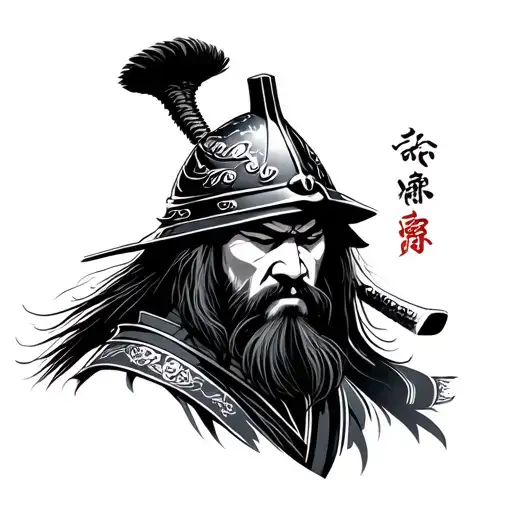 Japanese Samurai With Helmet