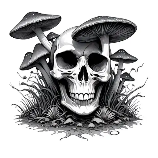 Skull Trippy Mushrooms