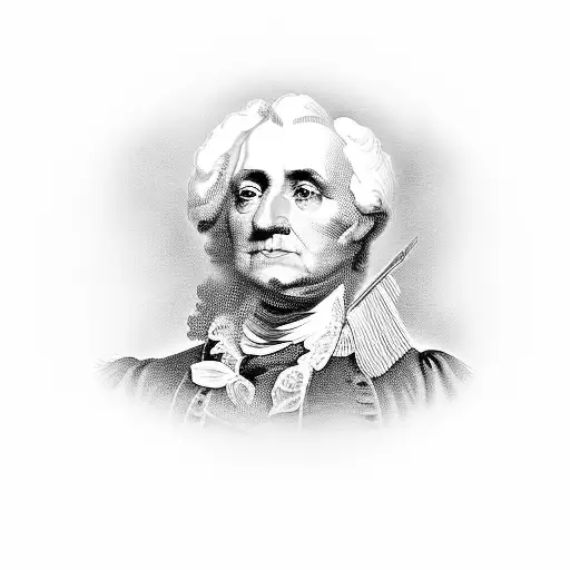 A Black And Grey Portrait Of A Historical Figure Signing The Us Constitution