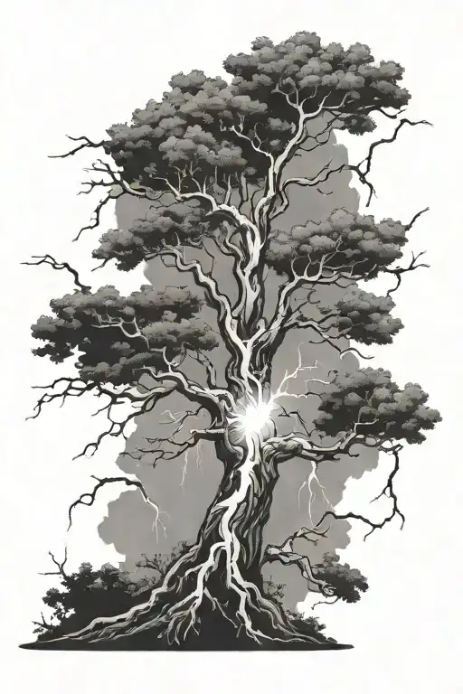 Tree With Lightning Bolt Striking