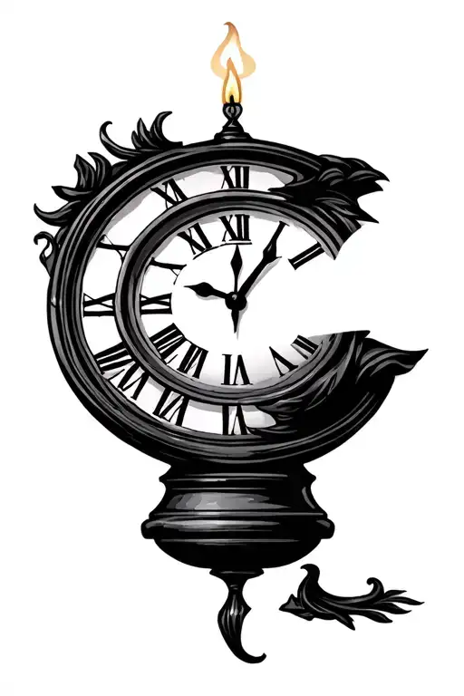 Mealting Candle With A Roman Numeral Clock Face