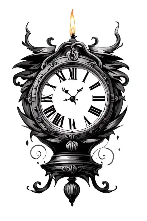 Mealting Candle With A Roman Numeral Clock Face