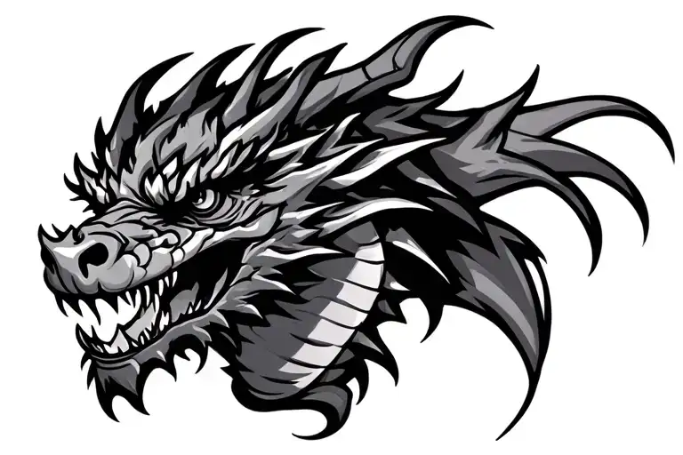 English Dragon Head Angry