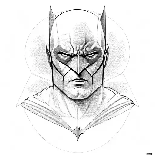 Design A Black-grey Portrait Of A Mathematician With Subtle Batman References