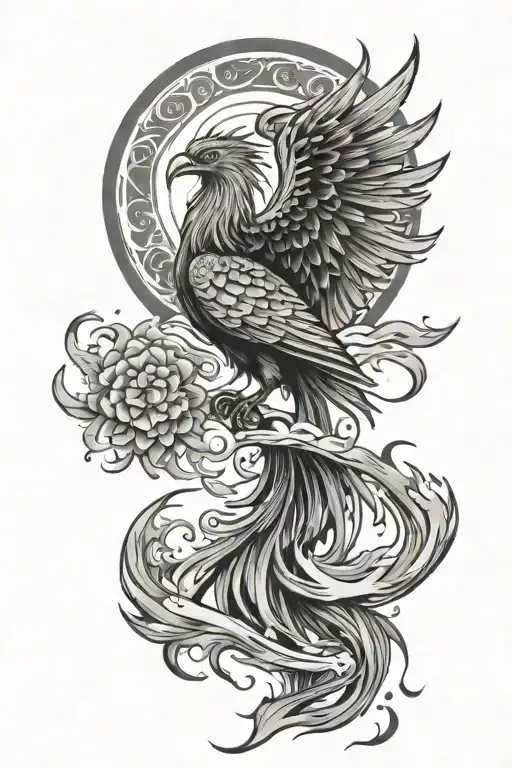 Phoenix Rising Sun In The Background