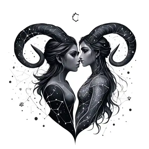 Matching Couples Aries Constellation Tattoo Design