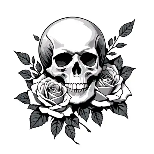 Skull And Roses Intertwined