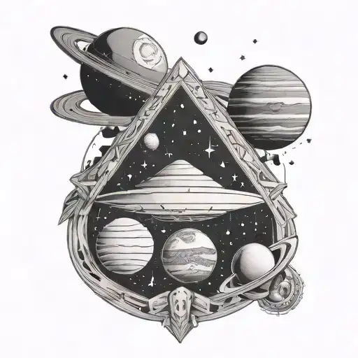 Egyptian Space With Planets And Stars