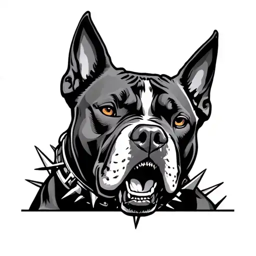 Scary Pitbull With A Spiked Collar
