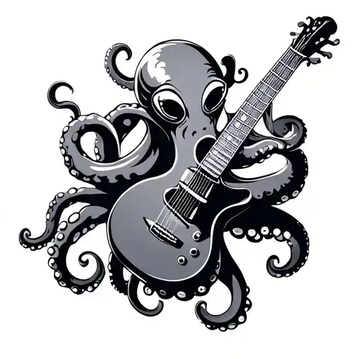 Octopus With Its Arms Around The Guitar