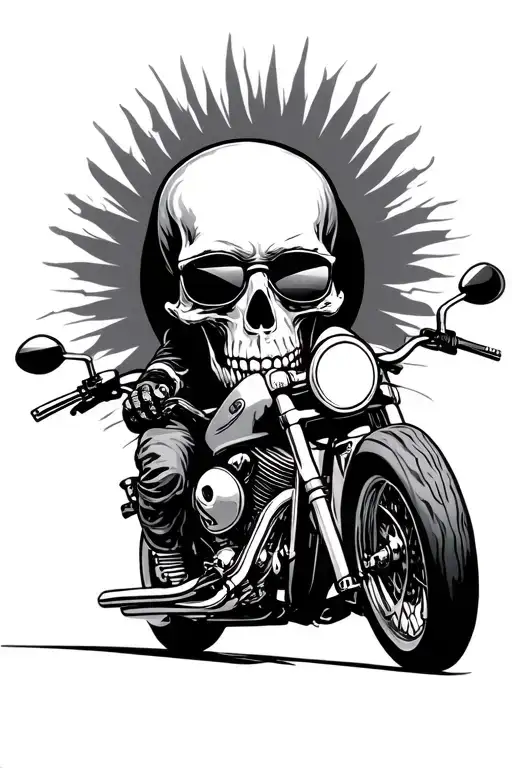 Skull With Sunglasses Riding A Motorcycle