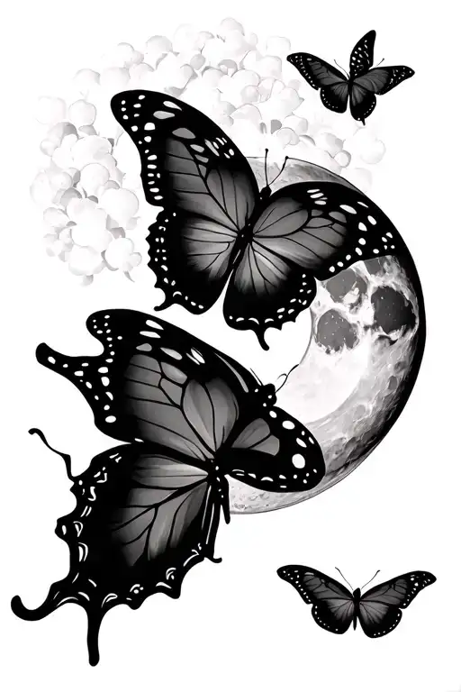 Butterfly And Moon