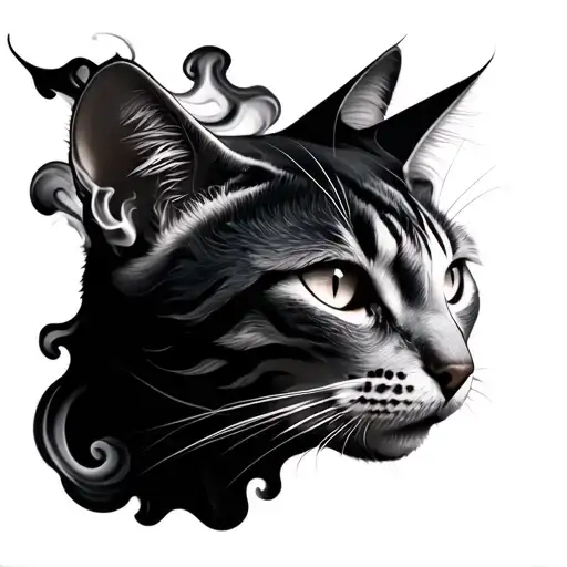 Cat Head And Neck Made Of Smoke Forming