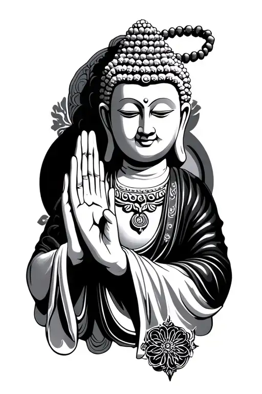 Praying Hands Holding With Necklace Shaped Like Budda Pendent