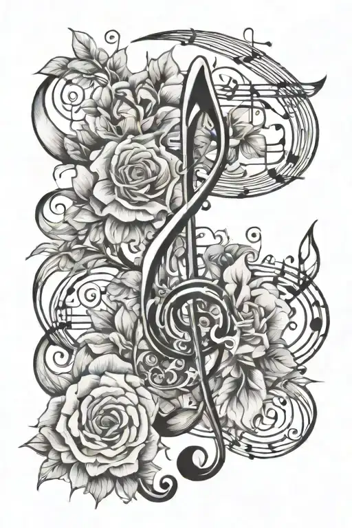 Flowers And Music Notes