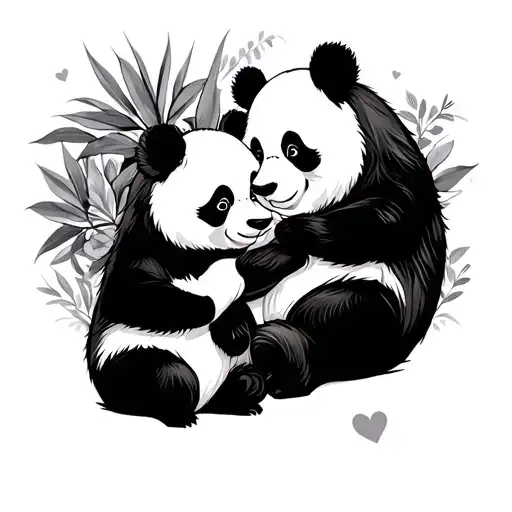 Two Pandas Symbolizing The Love Between A Grandmother And Granddaughter