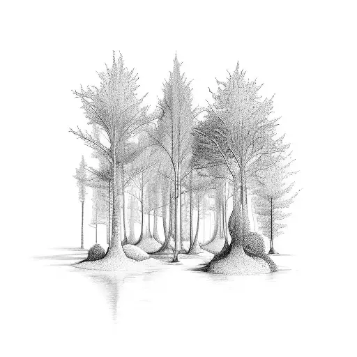 A Mystical Forest With A Chemist's Laboratory Hidden Among The Trees